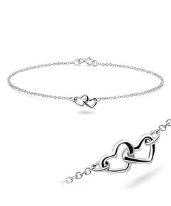 Double Heart Silver Anklets ANK-316